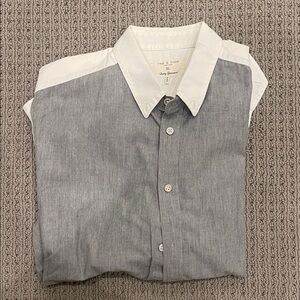 Rag and Bone Gray and White Casual Button-Down Shirt